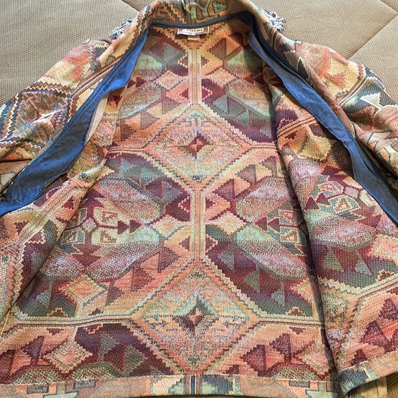 Vintage Starfire Single-Breasted Textile Southwestern Boho Blazer with Fringe - Picture 5 of 5